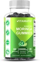 Vitamatic Sugar Free Moringa Gummies - Servis başına 10.000 mg Equivalent (50 mg of 50:1 Extract) – Green Superfood Supplement – 60 Pectin-Based Vegan Gummies – No Sugar Eklenmedi