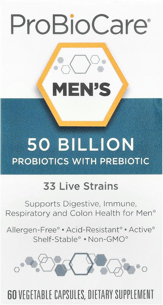 Erkekler için Probiyotik - 50 Milyar CFUs, Destekler Digestive Health ve Gut Flora Dengesi, Genel Wellness'ı teşvik eder ve Immune Function (60 Sebze Kapsülleri) geliştirir