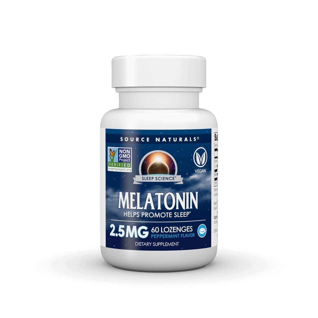 Source Naturals Melatonin, Uykuyu Teşvik Etmeye Yardımcı Ediyor* 2.5 mg - 60 Peppermint Flavored Lozenges