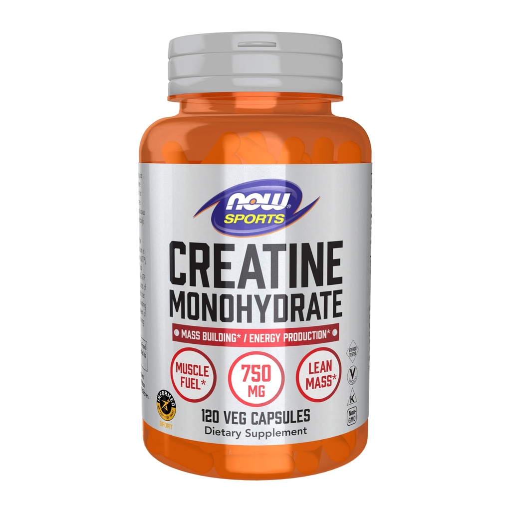 Şimdi Gıdalar Spor Beslenme, Kretine Monohidrat 750 mg, Mass Building*/Energy Production*, 120 Veg Capsules