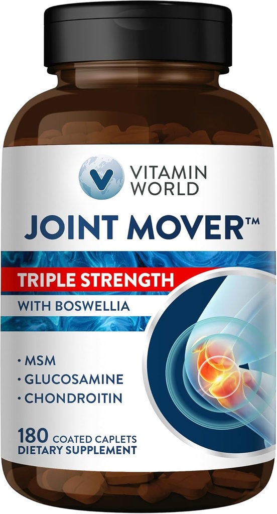 World Triple Strength Joint Mover, Glucosamine Chondroitin with MSM Ortak Destek Tamam, Collagen & Boswellia Serrata Extract, Support Joint Strength, Comfort & Flexability, 180 Capletsamin Chondroitin with MSM Joint Support Supplement, Collagen & Boswellia Serrata Extract, Support Joint Strength, Comfort & Flexality, 180 Caplets