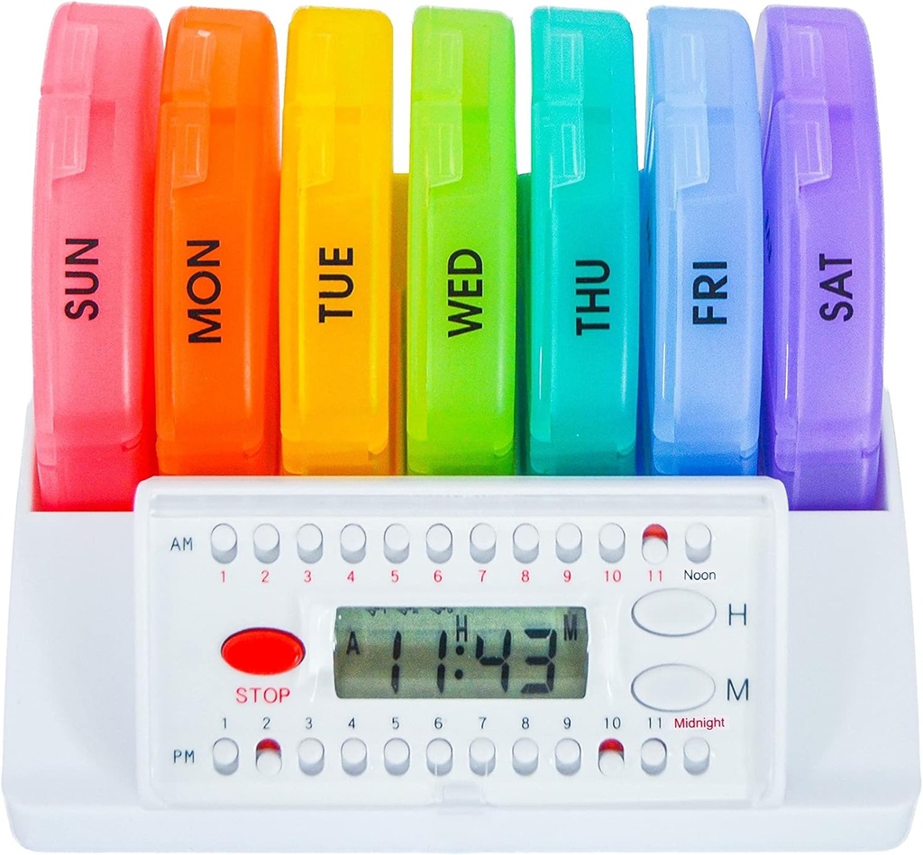 e-Pill 4 Times bir gün x 7 Günlük Pill Organizer, Vitamin ve Tıp Pill Box Hatırlatıcı - Timer ile