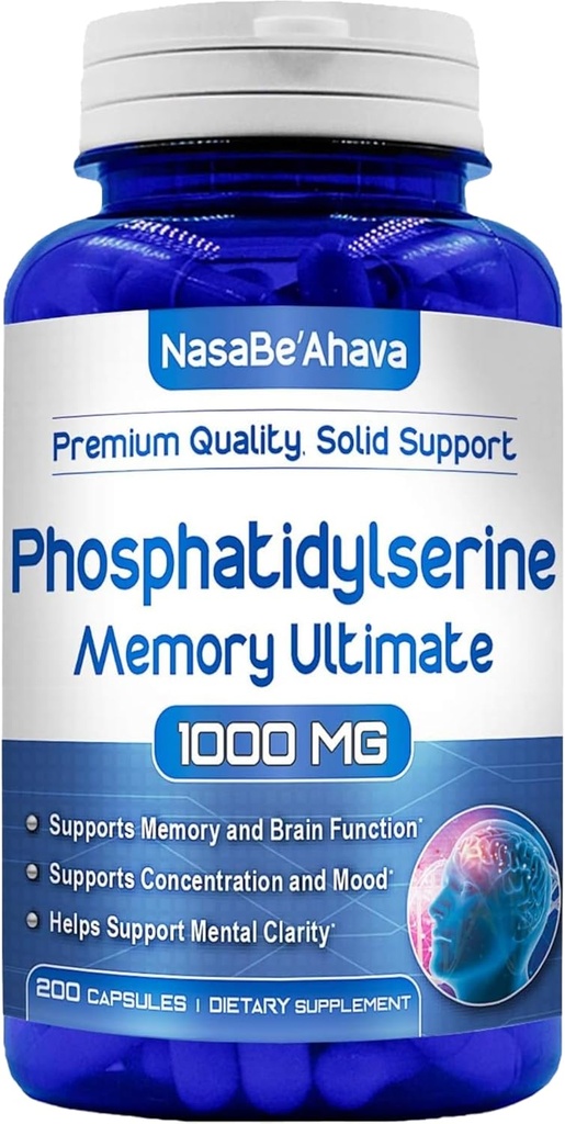 Beyin Desteği için Bellek Tamamı | Phosphatidylserine Supplement with Memory and Focus Complex with Ginkgo Biloba DMAE Rosemary and Gotu Kola | Made and Tested the USA (66 Day Supply)