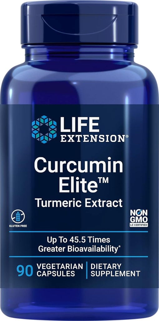 Επέκταση ζωής Curcumin Elite Turmeric Extract, 90 κάψουλες Veg