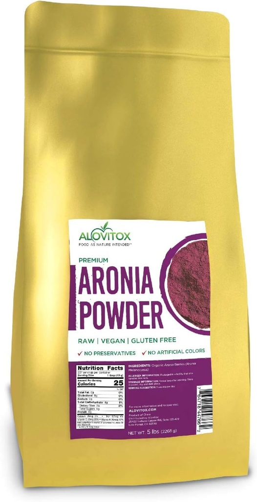 Aronia Juice Toz | Antioksi Dense Superfood Doğal olarak Diyetsel Fiber, Vitaminler A, K, C ve E, Kalsiyum ve Iron | RAW, Non-GMO, Gluten Free, Water ► Aronia Juice Toz Toz
