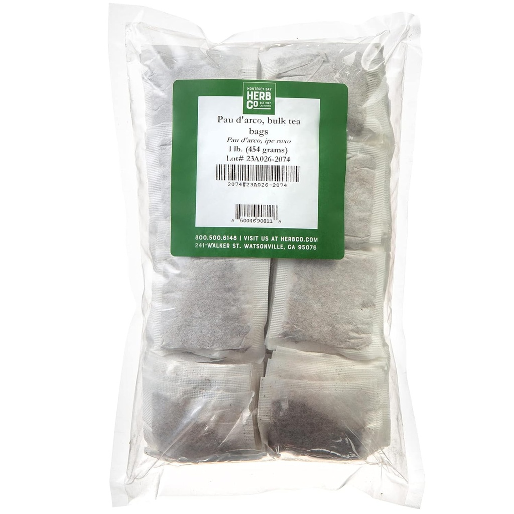 Monterey Bay Herb Co. Pau D'arco Herbal Tea | All- Natural & Caffeine Free | 200 Tea Bag | 1 LB