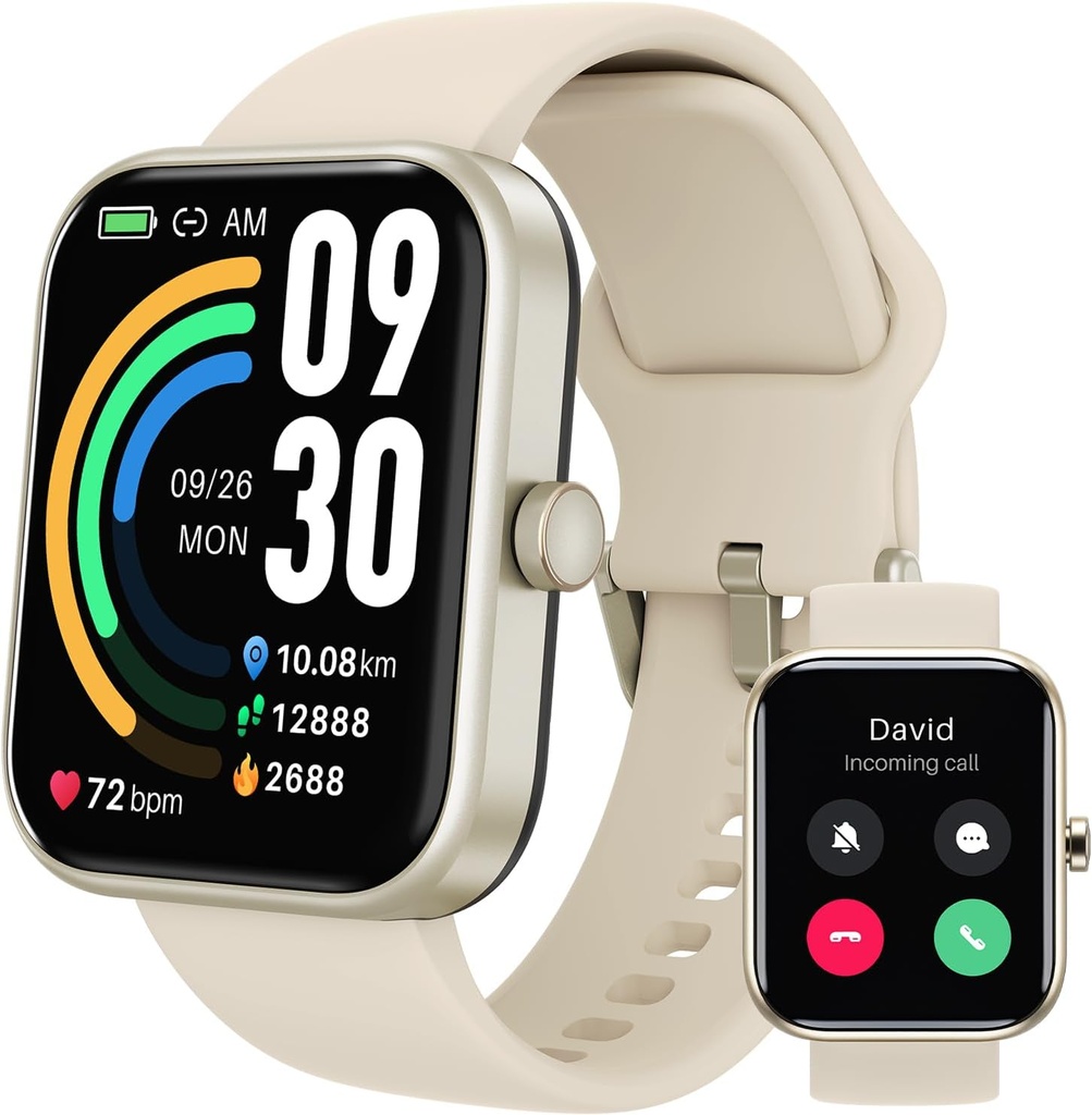 TOZO 2025 Νέο Αναβαθμισμένο Smart Watch for Men Women for iPhone&Android, 1.83" Fitness Tracker Bluetooth Call [Απάντηση/Make], IP68 Αδιάβροχο Sleep Monitor, 100+ Sport Modes Gold