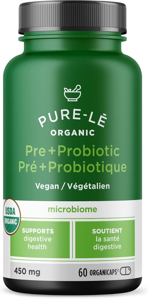 USDA Organik Prebiyotik + Probiyotik 60 Organikaps - Vegan sertifikalı Organik Kosher Tamam Günlük Digestive Desteği. All Natural - Ultra Premium Digestive Dietary Supplement.