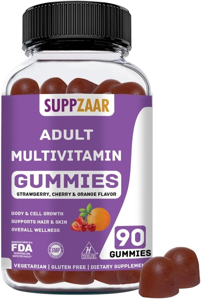 Vejetaryen Gummy Multivitamin for Women & Men - Daily Men & Womens Multivitamin with Vitamins: A C D E B6 B12, Biotin & çinko - Tamam Vitamin Formula - 90 Count