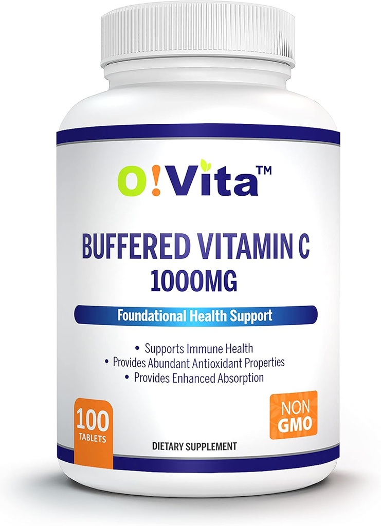 Buffered Vitamin C 1000 mg for Support of Immune Health, 100 tamponed Non-GMO Tabletleri, 100 günlük Supply