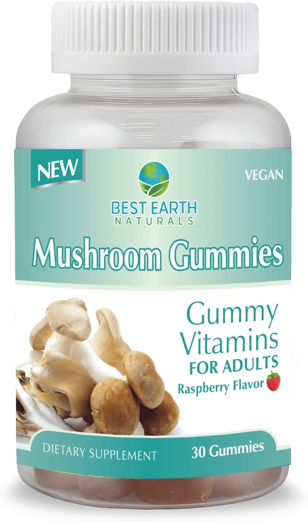 Best Earth Naturals Mushroom Gummy Vitamins συμπλήρωμα για την ενέργεια και την καθαρότητα - ανοσοποιητική υποστήριξη Gummies w/Lion's Mane, Reishi, Cordyceps & More - 30 Gummies (30-Day Supply)