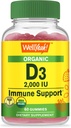 WellYeah Organic Vitamin D3 2.000 IU (50 mcg) Gummies - Υποστηρίζει τα οστά, τη μυϊκή δύναμη και την ανοσία - Μη ΓΤΟ, Χωρίς γλουτένη - USDA Organic - Φυσικές Γεύσεις - 60 Gummies