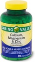 Spring Valley - Kalsiyum Magnezyum ve çinko, Plus Vitamin D3, 250 Kaplamalı Caplets