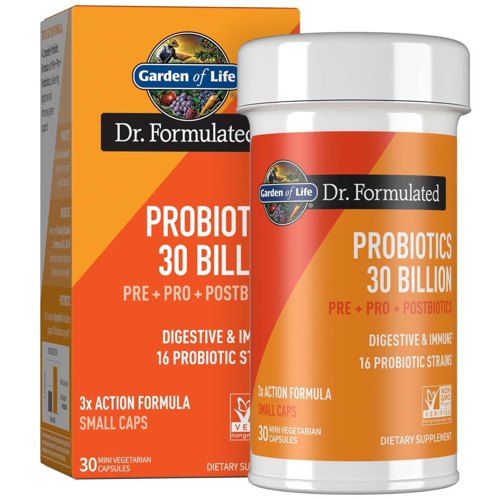 3in-1 Complete Probiyotiks, Prebiyotiks & Postbiyotiks - PRE + PRO + POSTBIOTIC Supplement for Yetişkinler' Digestive & Immune Health, 30 Milyar CFU, 30 Day Supply