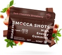 SGC, Ginkgo biloba ile 100 mg Caffeine, Paket başına 2 Gummies, 6-Pack Mocca Shots Sugar-Free Strawberry Plant-Based nootropic Instant Energy with Ginkgo biloba, Theobromine.
