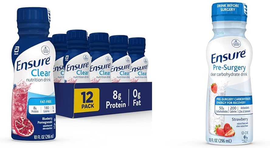 Εξασφαλίστε Liquid Clear Nutrition Drink, 0g λίπος, 8g πρωτεΐνης, βατόμουρο Ρόδι & Εξασφαλίστε την προ-χειρουργική, Clear Carbohydrate Drink, Φράουλα, 10 fl Oz (πακέτο των 4)