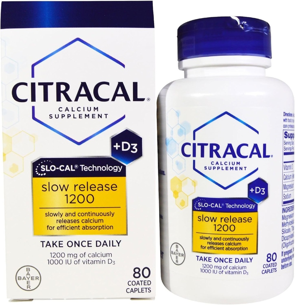 Citracalelli Slow 1200 + D3 Tamamlanmış Caplets - 80 ct, 3 Paket