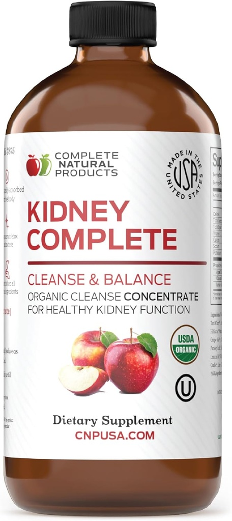 Tamam Doğal Ürünler Kidney Tamamlandı - Kidney Support, Cleanse ve Detox ile Apple Cider Vinegar, Lemon, & Organic Chanca Piedra.