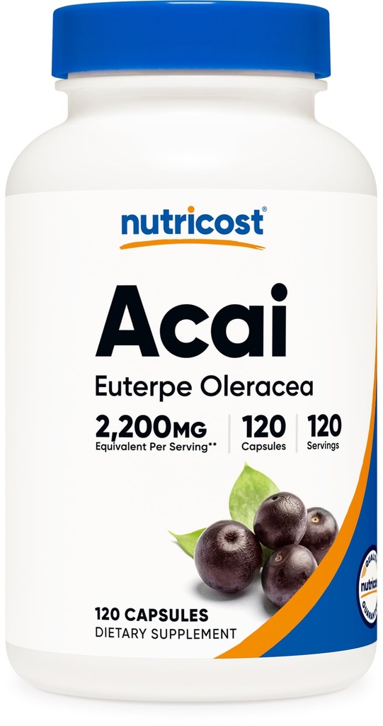 Nutricost Acai Extract 120 Capsules for 120 Servings - Euterpe Oleracea, GMO Free, Gluten Free and Vegetarian