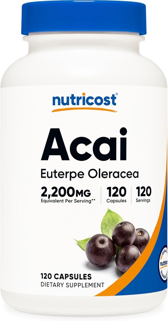 Nutricost Acai Extract 2,200 mg, 120 Vegetarian Capsules (Euterpe Oleracea) 550 mg of 4:1 Extract - Non-GMO, Gluten Free