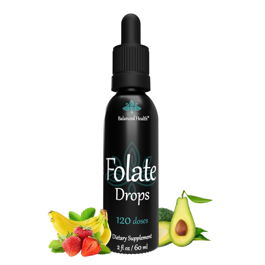 Folate Drops - 120 Hizmet, 2oz, Butterscotch Flavor, 50006 L-5-MTHF Folic Asit Supplement