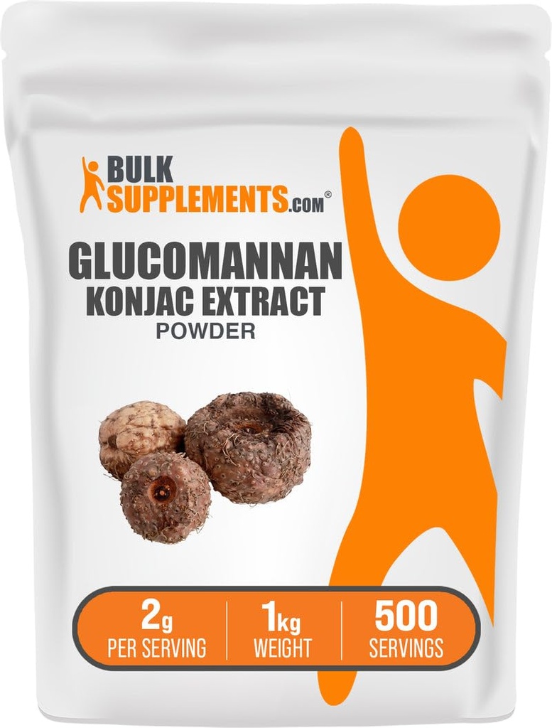 BulkSupplements.com Glucomannan Toz - Konjac Root Extract Toz, Glucomannan Supplements - Gluten Free, 2g per Service, 1kg (2.2 lbs) (Pack of 1)