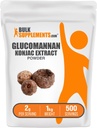 BulkSupplements.com Σκόνη γλυκομαννάνης - από Konjac Root Extract Powder, Συμπληρώματα γλυκομαννάνης - Χωρίς γλουτένη, 2g ανά Σερβίρισμα, 1kg (2,2 lbs) (πακέτο των 1)
