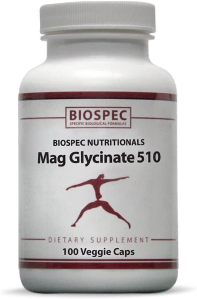 Biospec Nutritionals Mag Glycinate 510 - Magnezyum Glycinate - Stres, Kalp Sağlığı, Nerves, Kass, Enerji ve Metabolism * - (100 Capsules)