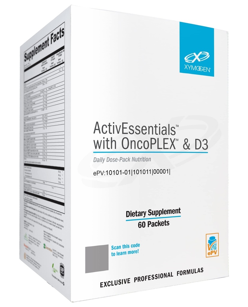 XYMOGEN, OncoPLEX & D3 - Daily Dose Pack Beslenme 3 Supplements - ActivNutrients Multivitamin Without Iron, 2000 IU D3 & Glucoraphanin, Omega-3 Fish Oil (60 Packets)