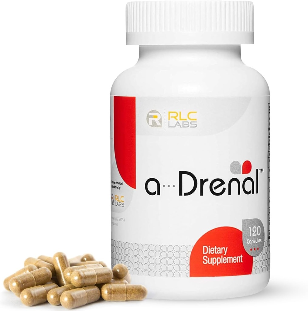 RLC, Stres Yardımı ve Enerji için Adrenal Destek - 120 Capsules, Denge Cortisol with Ashwagandha, Rhodiola, Cordyceps ve Real L-Theanine, Adrenal Support Supplements for Women & Men