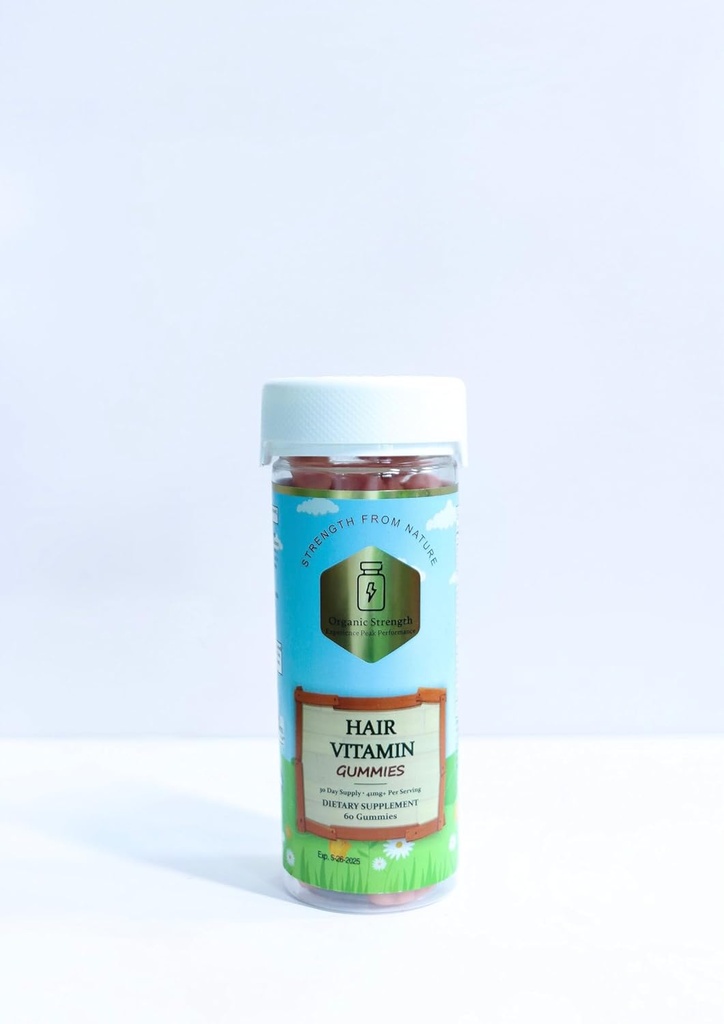 Saç Gummies: 5000 mg Biotin, VIT A 630 mcg, Folate 400+ mcg (60 Count)