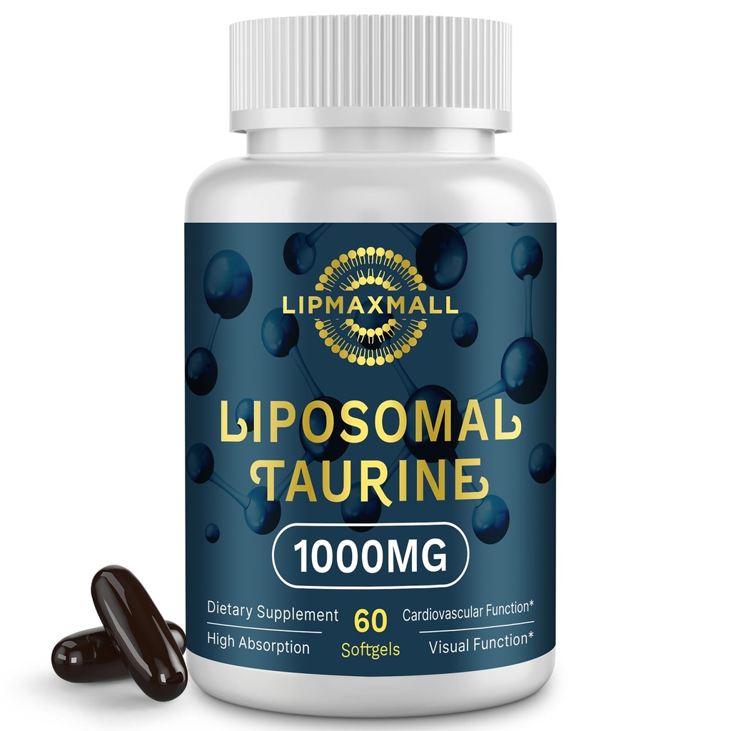 Συμπλήρωμα λιποσωμικής ταυρίνης 1000mg, Αμινοξύ υψηλής απορρόφησης για καρδιά, νεύρο, εγκέφαλο, οπτική (60 Softgels - 1 συσκευασία)