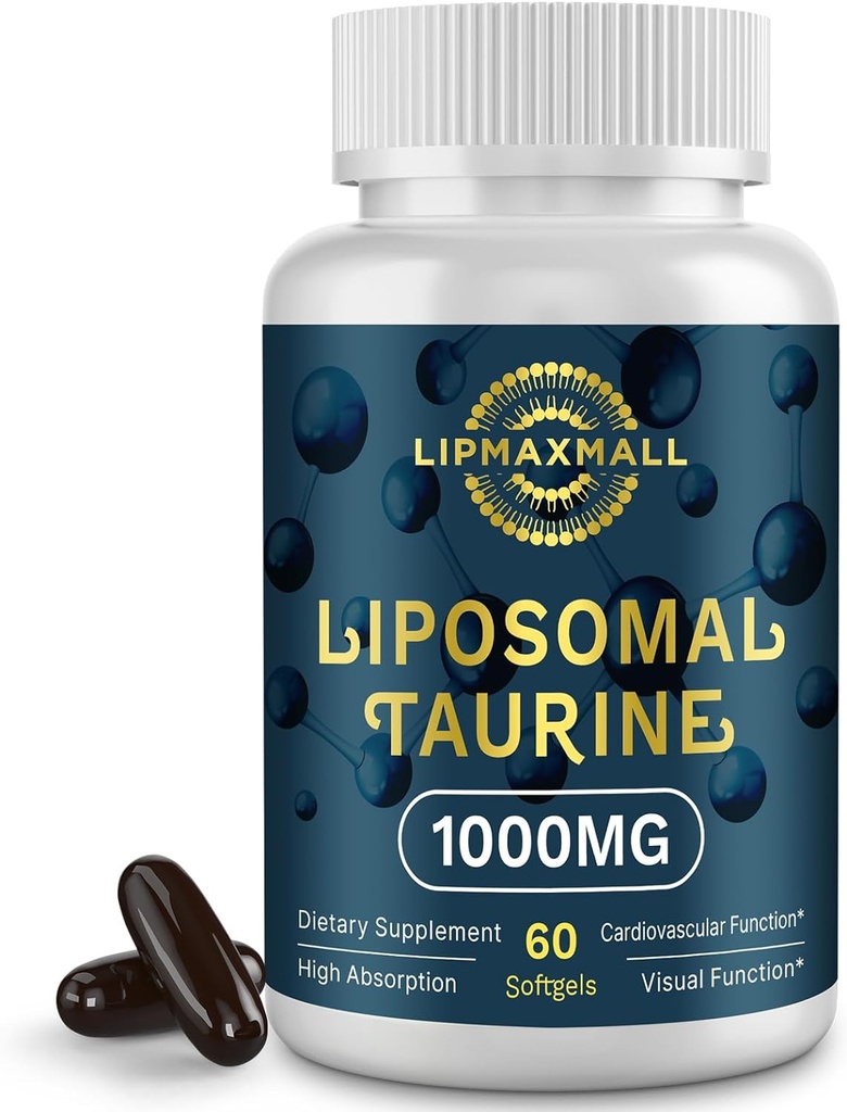 Liposomal Taurine Supplement 1000 mg, Yüksek Abpsiyonik Asit, Nerve, Beyin, Görsel (60 Softgels - 1 Pack)