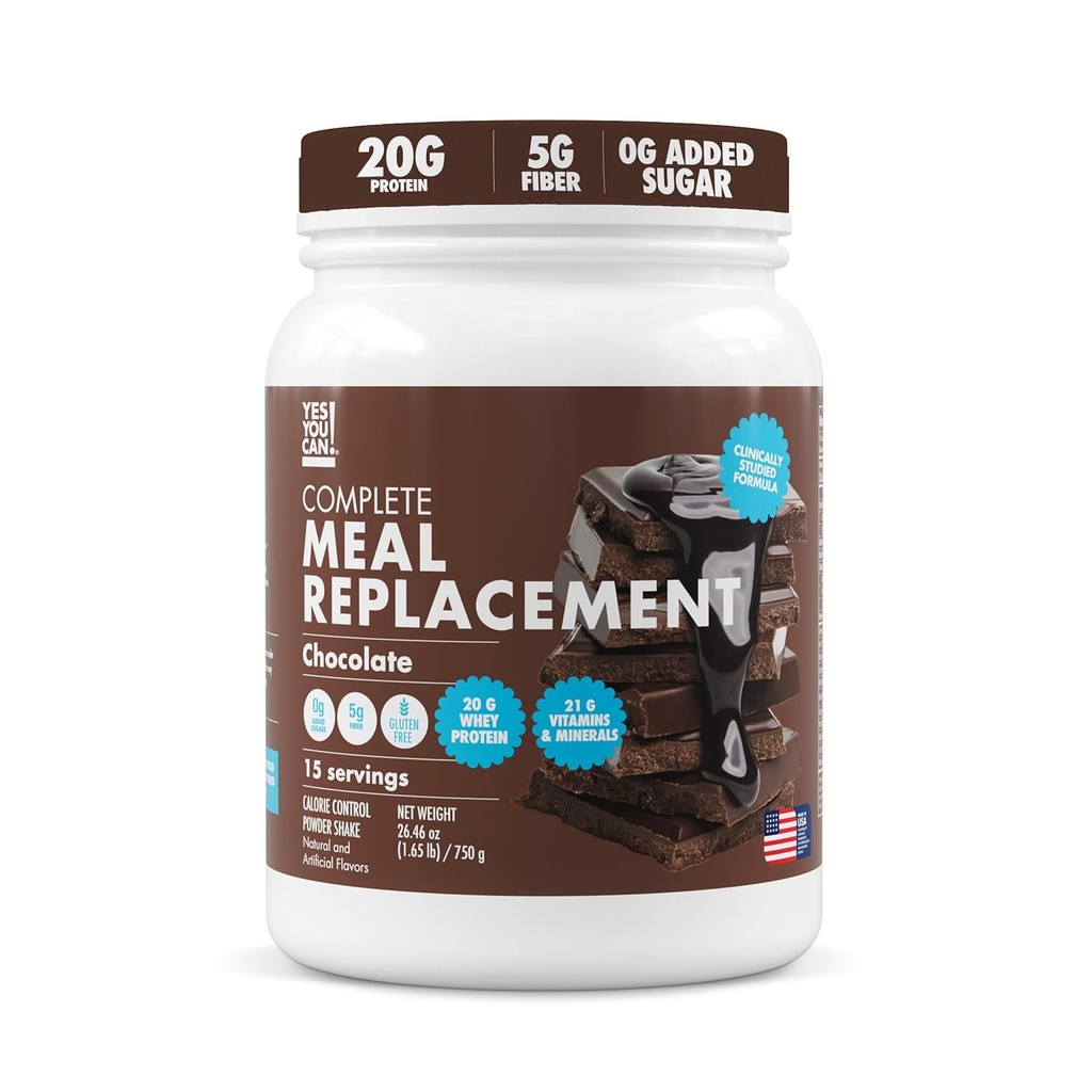 Evet Yapabilirsiniz! Mealchange Shake - 20G Protein, 5G Fiber, 21 Vitamin & Minerals, 0G Eklenmiş Şeker - Meal Yenileme Protein Tozu - Tüm Bir Beslenme - 15 Hizmet (Chocolate)