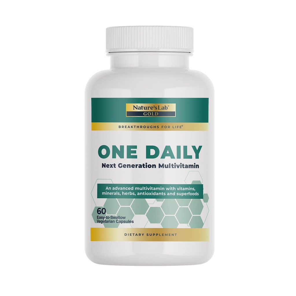 Nature's Lab Gold One Daily Multivitamin - C, D3 & çinko dahil 19 Temel Vitaminleri ve Mineralleri - 60 Capsules (2 Ay Supply)