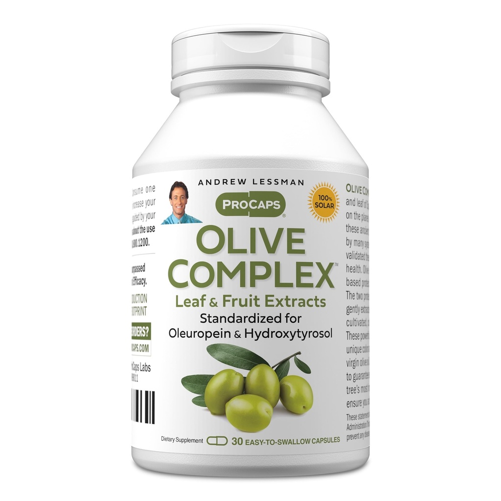 ANDREW LESSMAN Zeytin Kompleksi - 30 Capsules - Leaf and Fruit Extracts. Cardiovascular ve Immune Health'i desteklemek için Ol Europein ve Hydroxytyrosol için standartlaştırılmış. Küçük Easy to Swallow Capsules