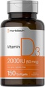 Horbaach Vitamin D3 2000IU Softgels | 150 Kont | 5006 Cholecalciferol | Non-GMO & Gluten Free Supplement Supplement Supplement Supplement