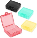 4 Pcs Small Pill Box, Travel Pill Organizer Cute Proof Pocket Pill Case Mini Portable Medicine Vitamin Box Clear Plastic Storage Mini Containers for Travel Vitamin Fish Oil Supplements