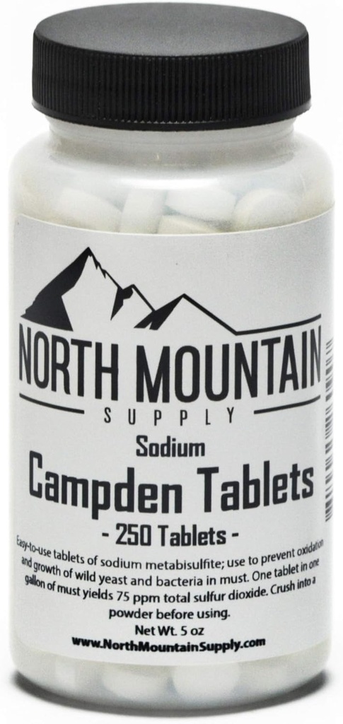 Kuzey Dağ Supply Campden Tabletler (Sodium Metabisulfite) - 250 Tablet - 5 Ounce Jar