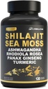 Erkekler için Shilajit Capsules -% 50 Fulvic asit, 85+ Trace Minerals Pure Himalayan, Shilajit Wear Extract with Sea Moss, Ashwagandha-for Energy, Stamina -120 Capsules