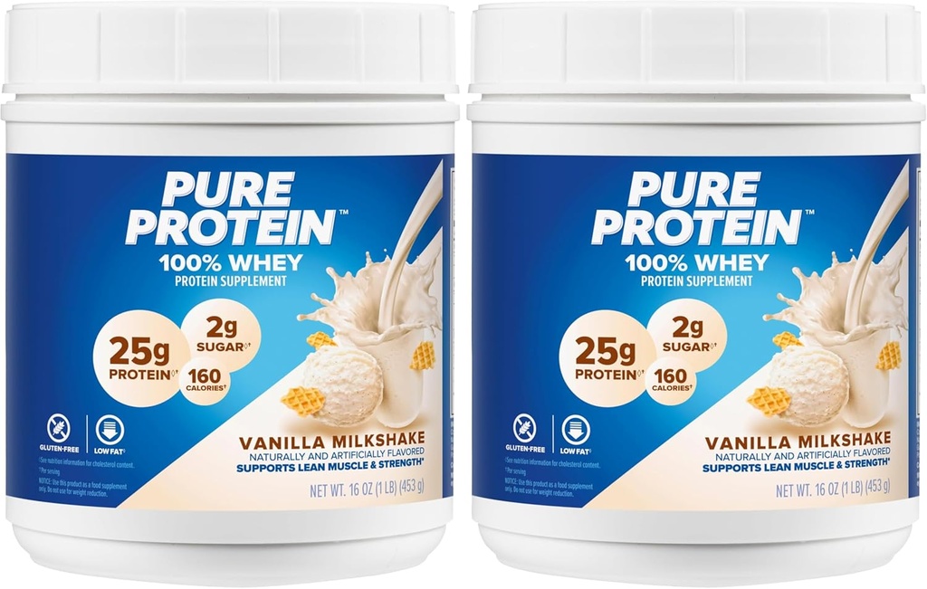 καθαρή πρωτεΐνη σε σκόνη - Whey, υψηλή πρωτεΐνη, χαμηλή ζάχαρη, χωρίς γλουτένη, Vanilla Κρέμα Γεύση - 1 lb (Packaging May Vary) (Pack of 2)