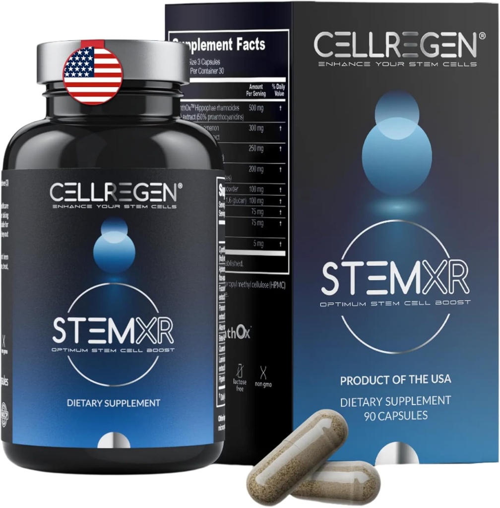 STEMXRTM STem Cell Activator & Circulation Booster – Συμπλήρωμα βλαστικών κυττάρων για άνδρες και γυναίκες – Μπλε Πράσινη άλγη, μακροζωία, ζωτικότητα, Αντιγηραντική, Ενέργεια & Υποστήριξη απόδοσης – 90 κάψουλες