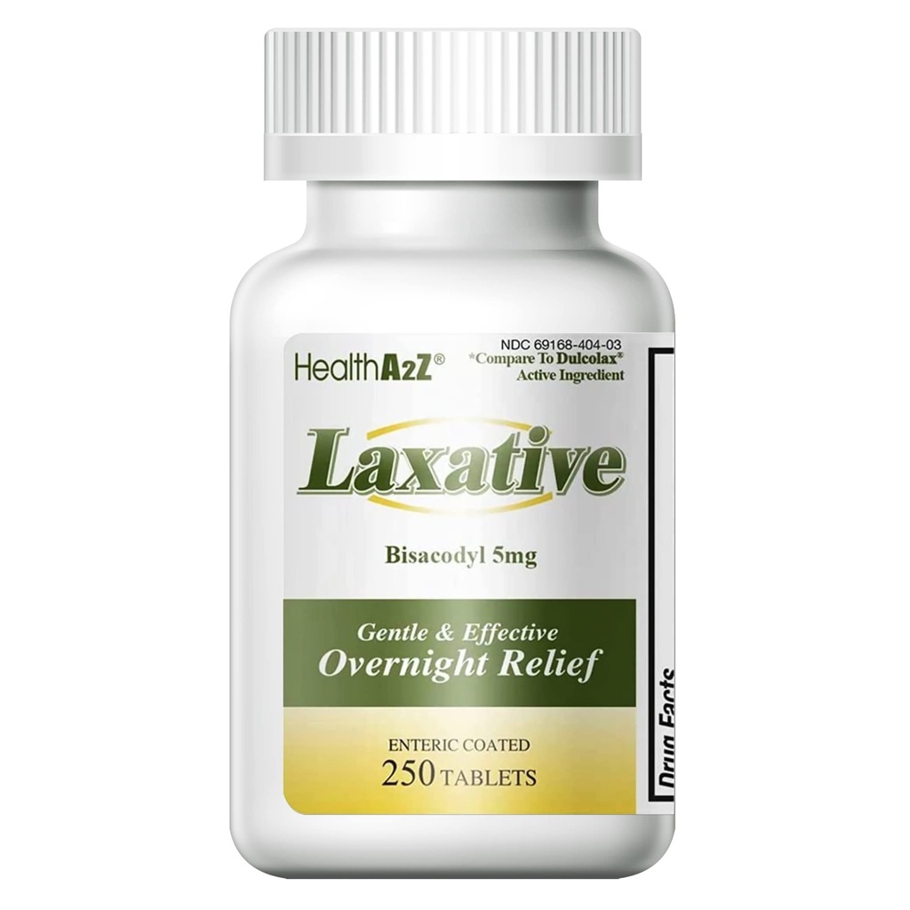 SağlıkA2Z Laxative Bisacodyl 5 mg | 250 Counts | Gentle and Fast Overnight Relief for Constipation