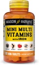 MASON NATURAL Günlük Mini Çok Vitaminler Demir, Vitaminler A, C, D, E, B1, B2, B3, B6, B12, Folate & Food, 100 Day Supply (1 Pack)