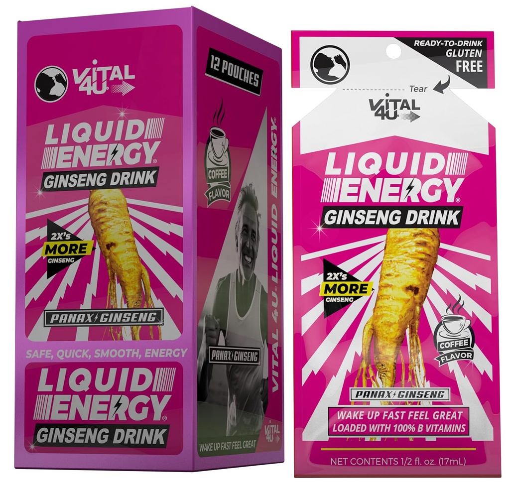 Vital 4U® Sıvı Enerji Shot - 185, B Vitaminleri, Doğal olarak Tatlılaşmış, Kahve Flavor, 24 ctt
