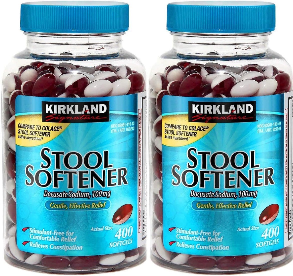 Kirkland Signature Stool Softener 100 Mg, 800 Softgels/2Bottle