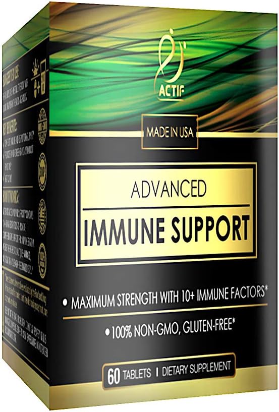 Actif Advanced Immune Support with 10+ Factors for Immunity Branson -% 100 Natural, Non-GMO, 60 sayı