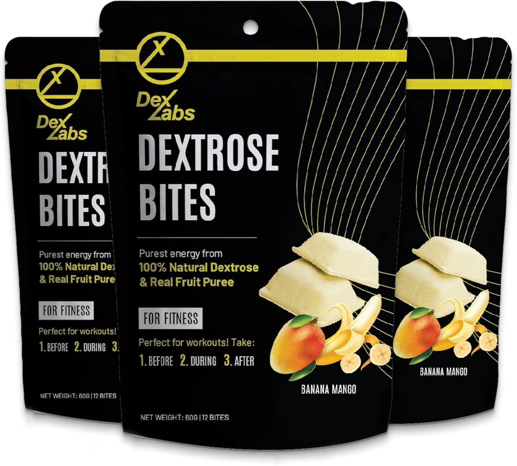 Dextrose Bites - Dextrose Melts Made with Dextrose Powder - Dextrose for Workout and Running Energy Snacks - Glucose Tablets Portable Energy Melts (Banana Mango) (Pack of 03)