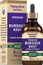 Piping Rock Burdock Root Tincture Extract | 4 fl oz | Premium Herbal Liquid Drops | Sertifikalı Botanik Supplement | GMO, Gluten Free