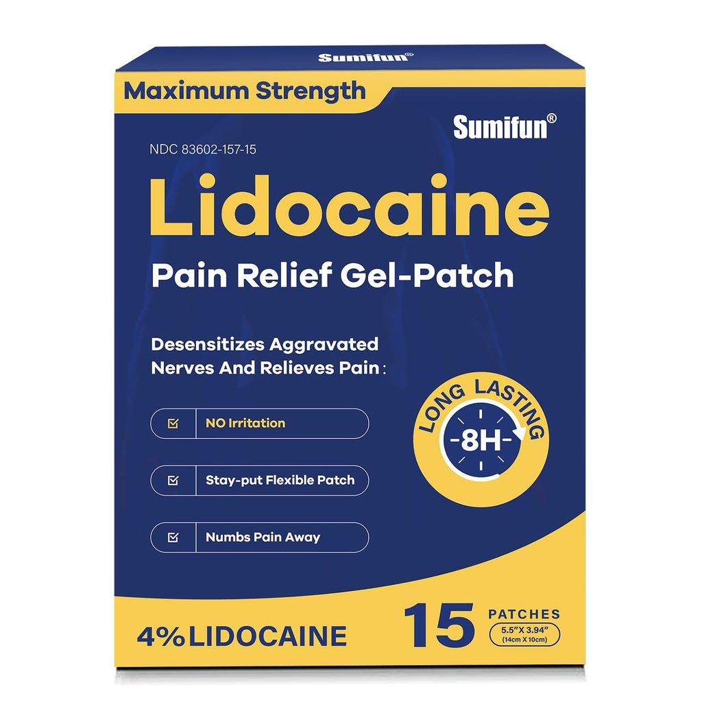 Sumifun % 4 Lidokak Ağrısı Hasarı 15 Konts maksimum Güç Numbing Gel Patch for Back DizBoy Ache Kas Soreness Topical Analgesic